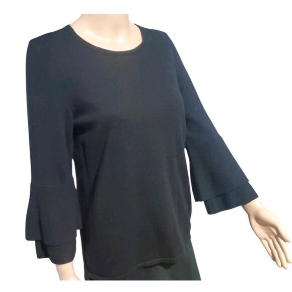 Chicos Blouse Womens Sz 2 US Large Black Career Office Work Day To Night Shirt - Picture 3 of 9